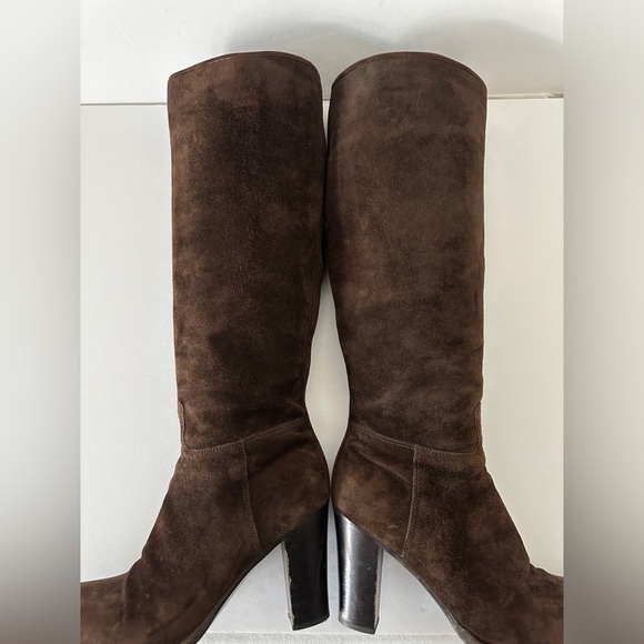 Prada Moro Suede Stretch Knee High Boots Brown 38.5 (US 8.5) Women’s tall boots - Picture 6 of 14
